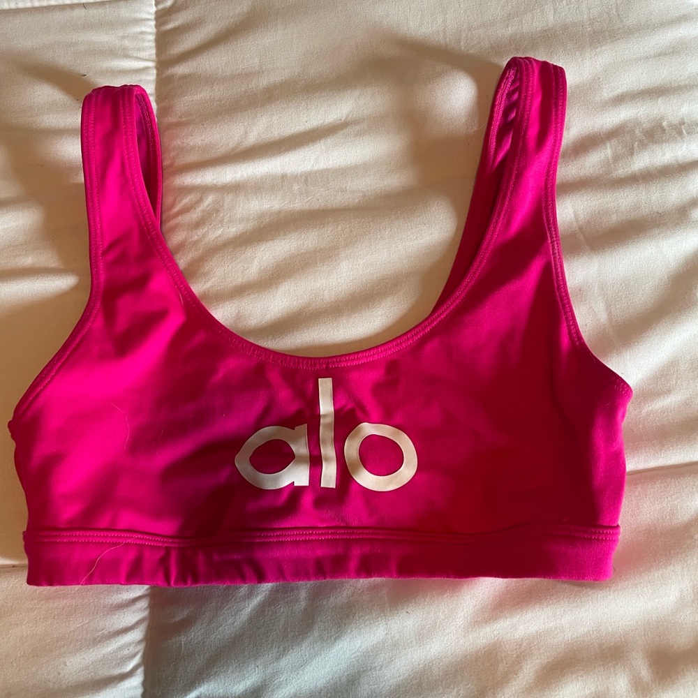Hot pink alo yoga sports bra